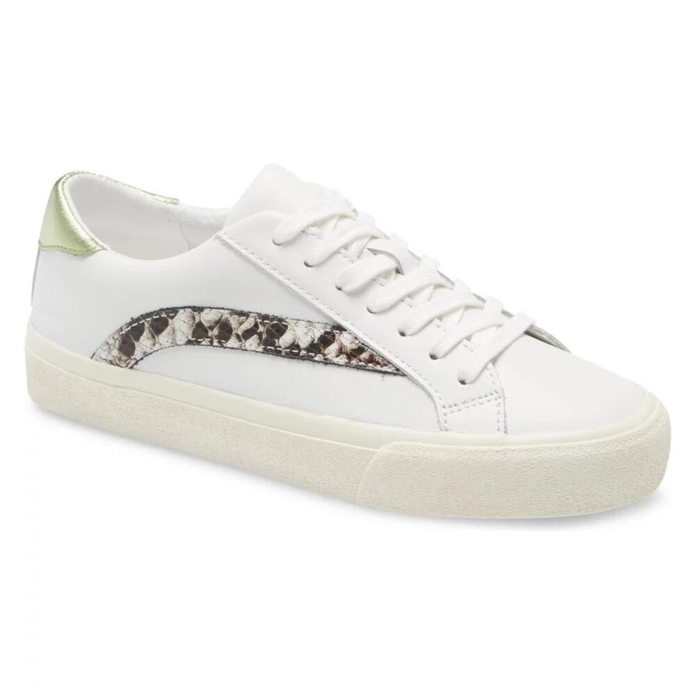 Madewell MWL White Leather Sidewalk Low Top Sneakers Snakeprint Design Size 9